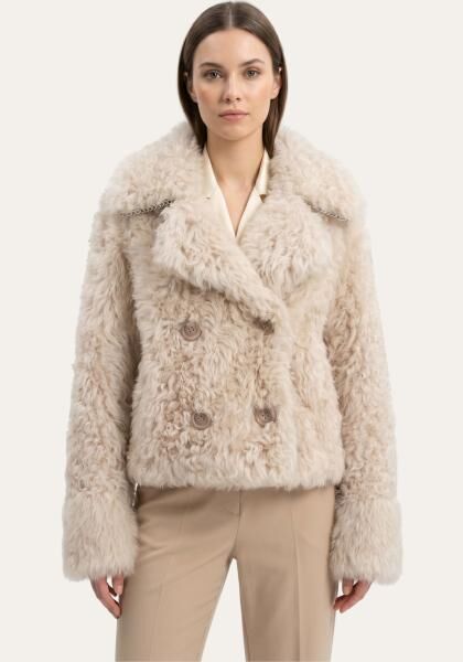 Curly Lammfelljacke in Creme-Beige Modell 1037