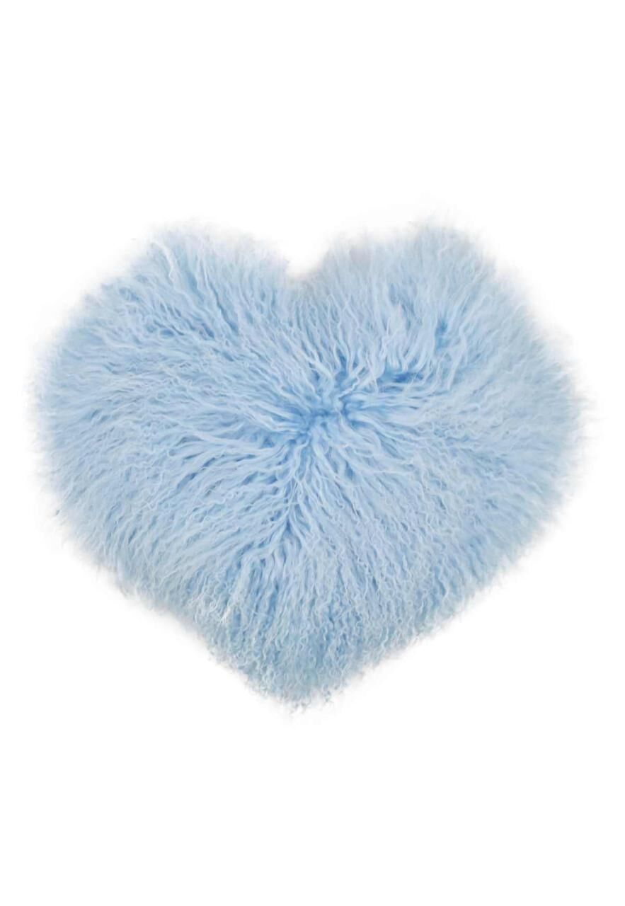 Lammfellkissen Tibet Herz Blau -