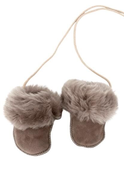 Merino Lammfell Baby Fäustlinge - Camel (0-1 Jahr)