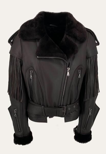 Lammfelljacke im Western-Stil – Raffinierte Fransen, edler Charme