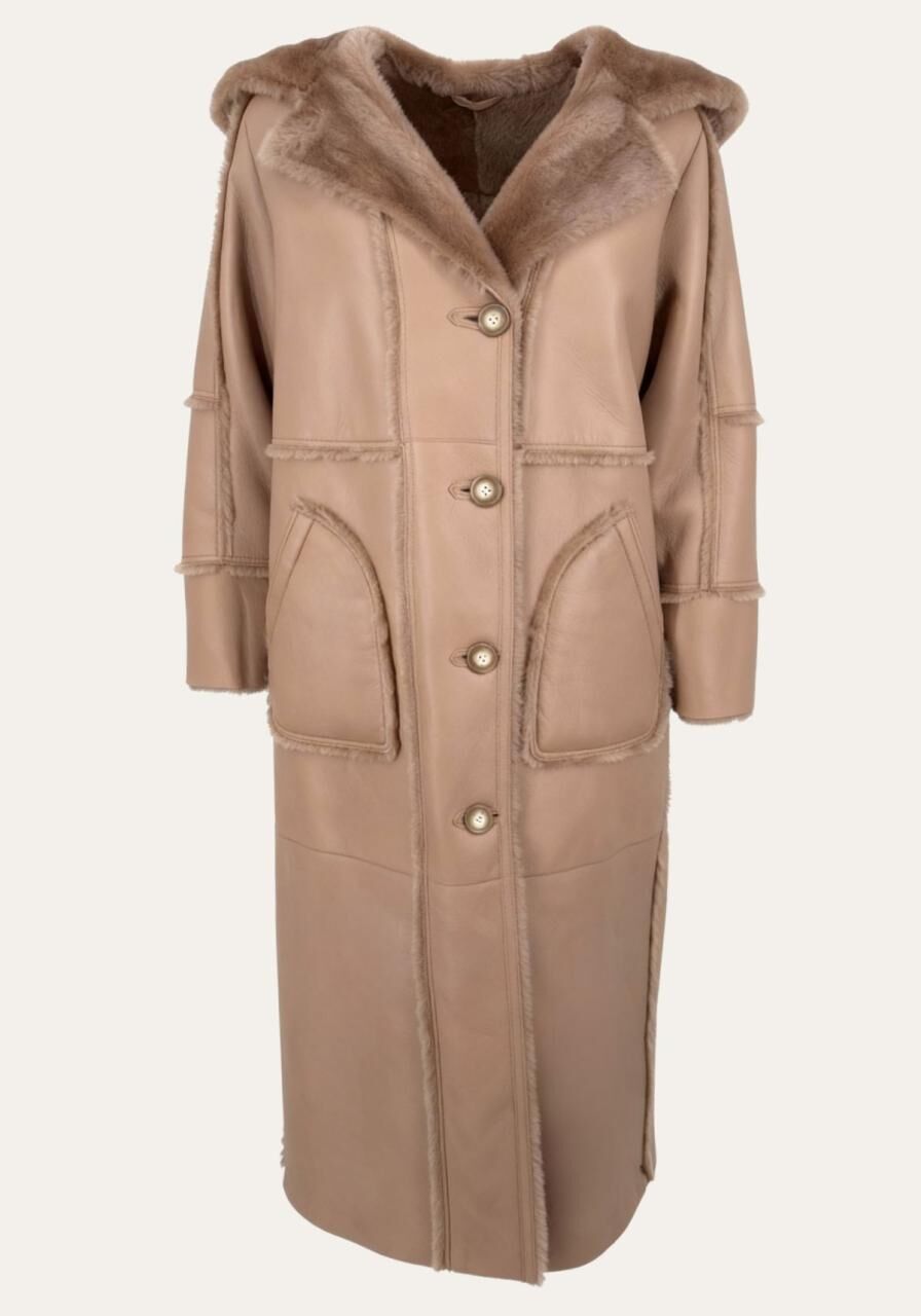 Shearling-Lammfellmantel Camille – Feminine Eleganz in Beige - Größe: XXL