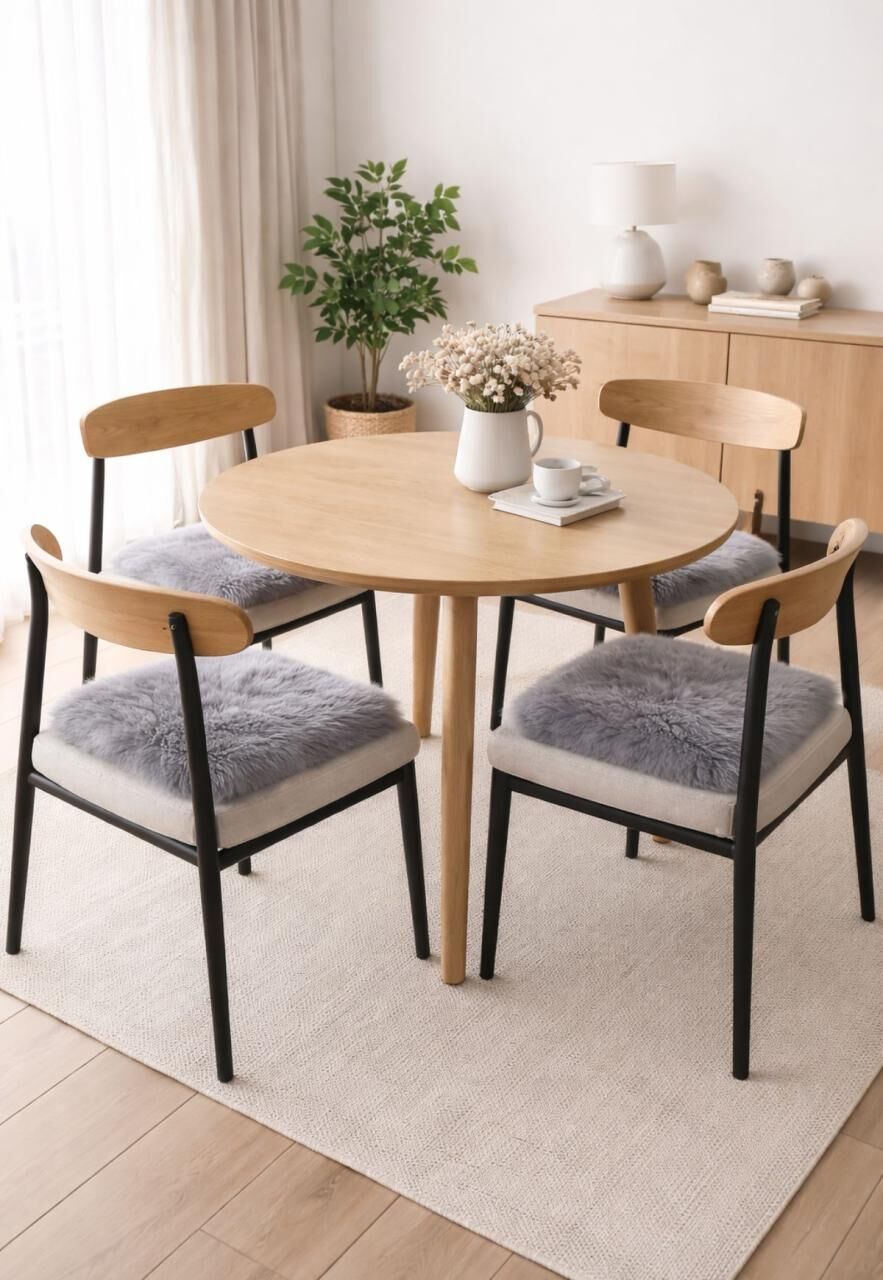 Lammfell Sitzkissen 40 x 40 cm Grau -
