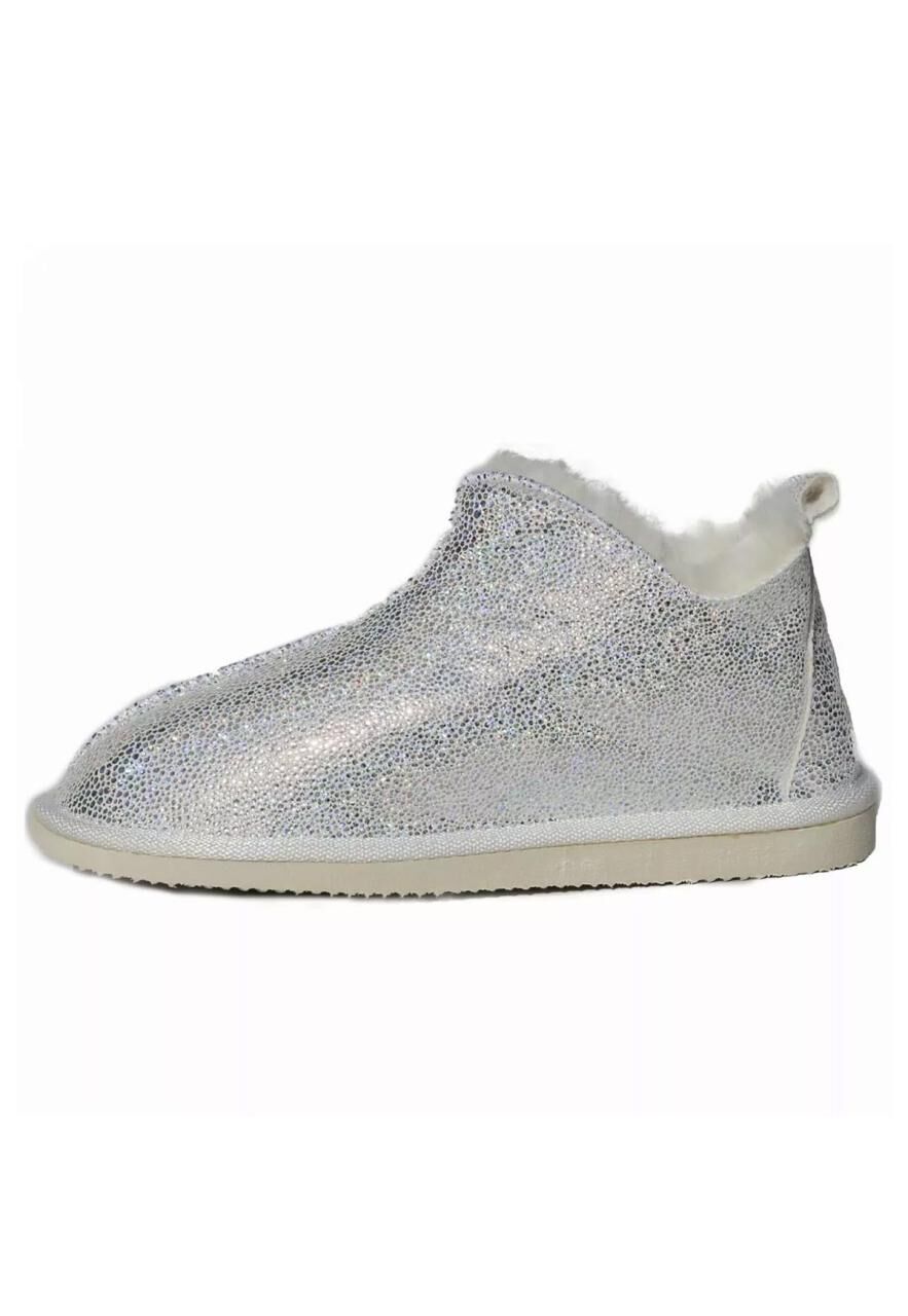 Lammfell Hausschuhe - CINDERELLA GLITZER - Schuhgröße: EUR 37 | Farbe: Weiß