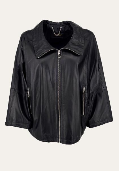 Lederjacke Odette Schwarz im Oversize-Look
