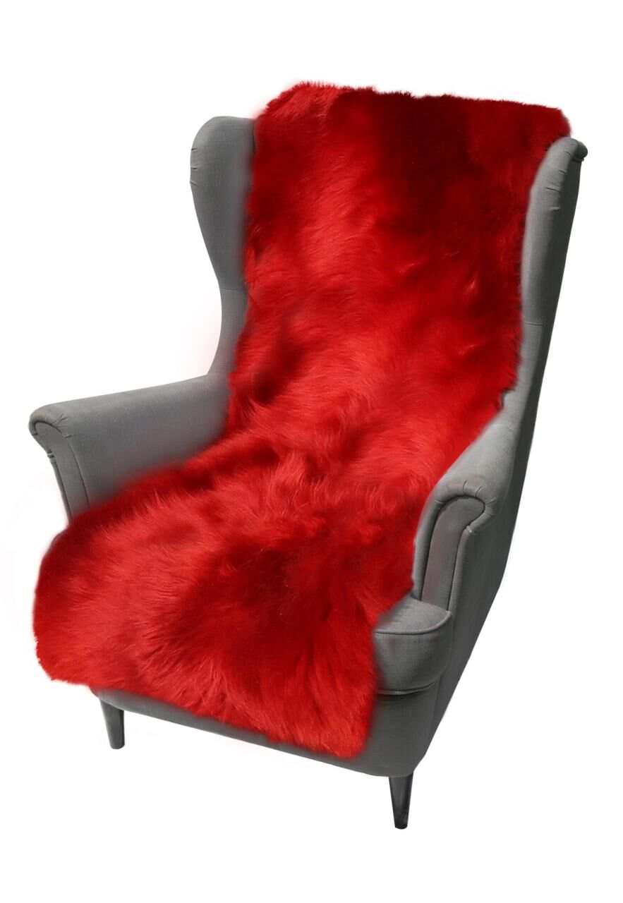 Lammfell Sesselauflage 160 x 50 cm Rot -