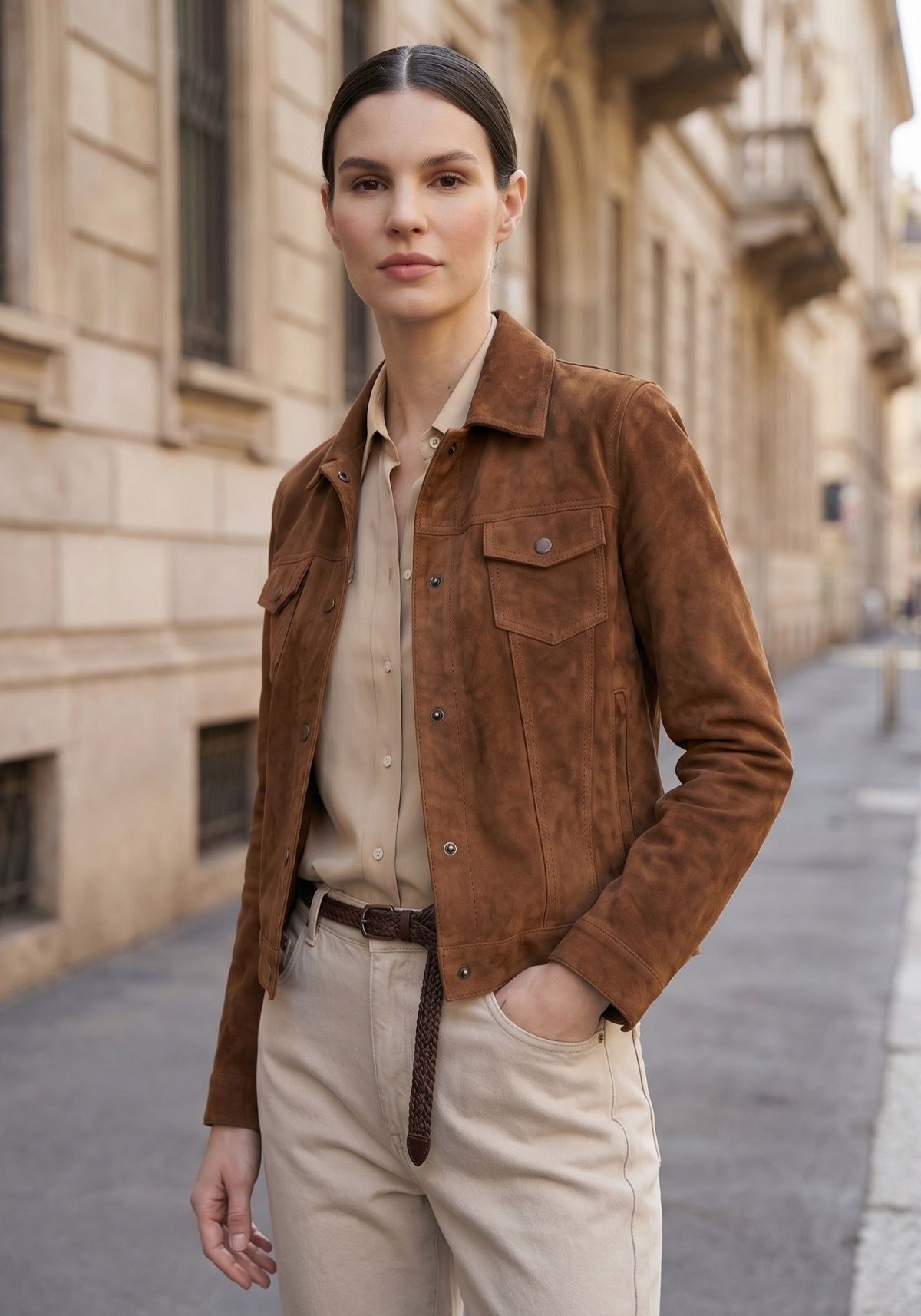 Lederjacke im Trucker Style