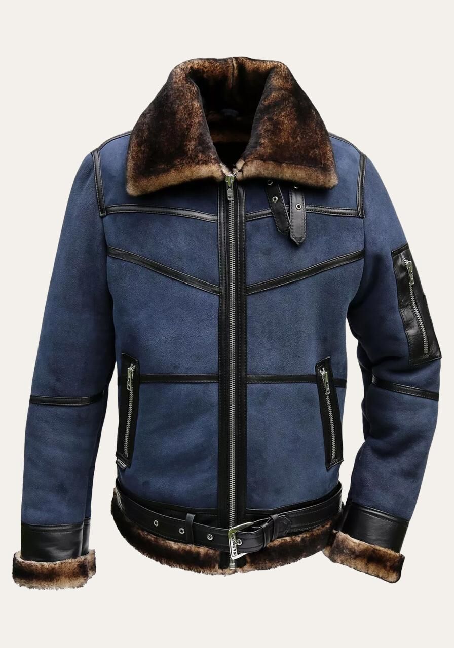 Lammfelljacke - B16 BLAU - Größe: XL