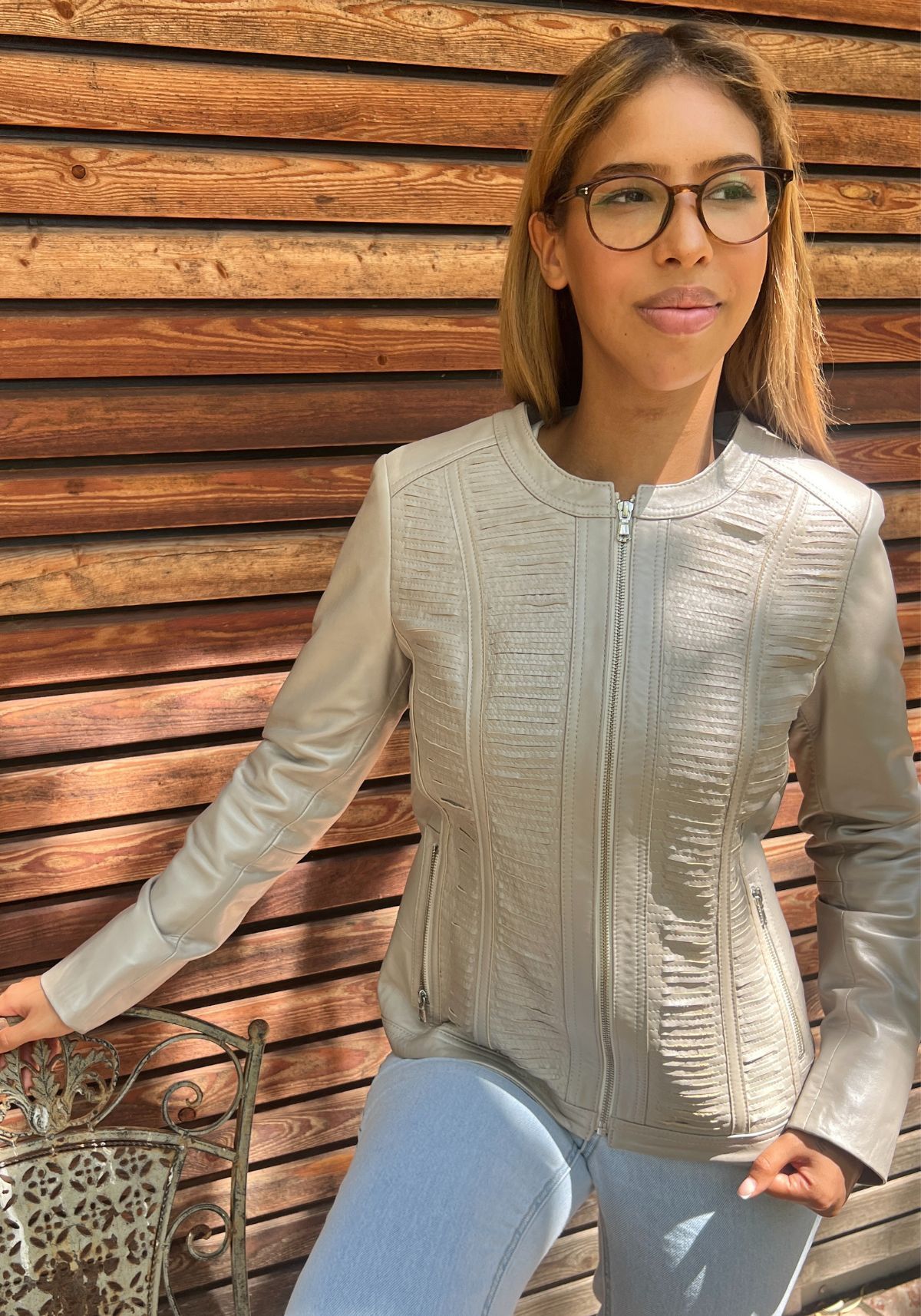 Leather Jacket PATI - Beige