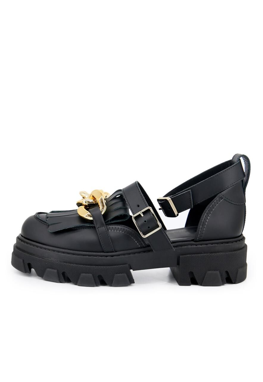 Plateau Sandalen aus Leder Modell 4883 - Schuhgröße: EUR 38 | Farbe: Schwarz