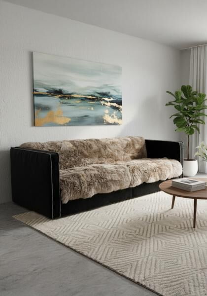 Lammfelldecke Toscana 195 x 145 cm Modell 2561 Milchkaffee