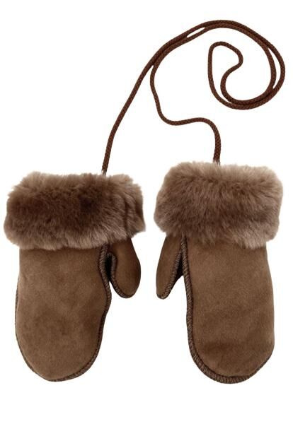 Merino Lammfell Kinder Fäustlinge mit Daumen - Beige (1-3 Jahre)