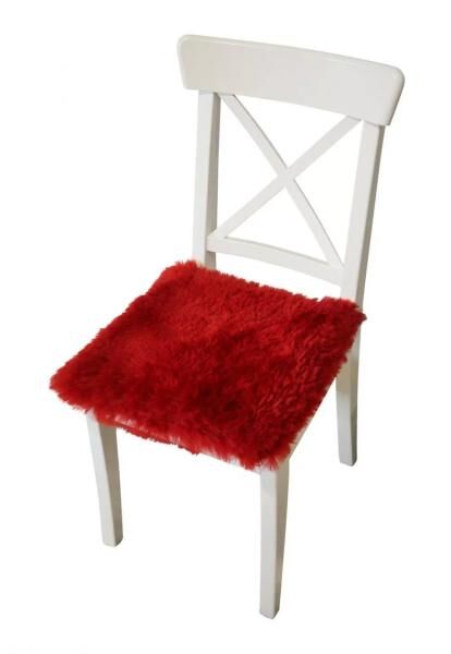 Lammfell Sitzkissen 40 x 40 cm Rot