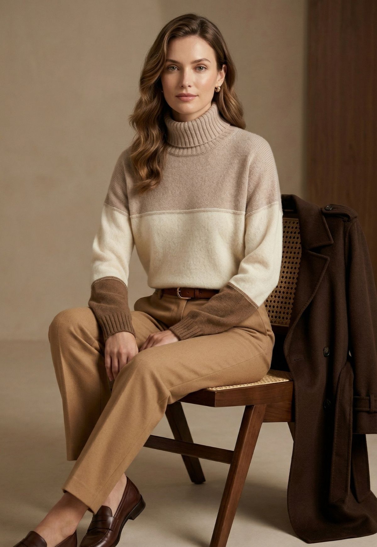 Damen Cashmere Rollkragen Sweater
