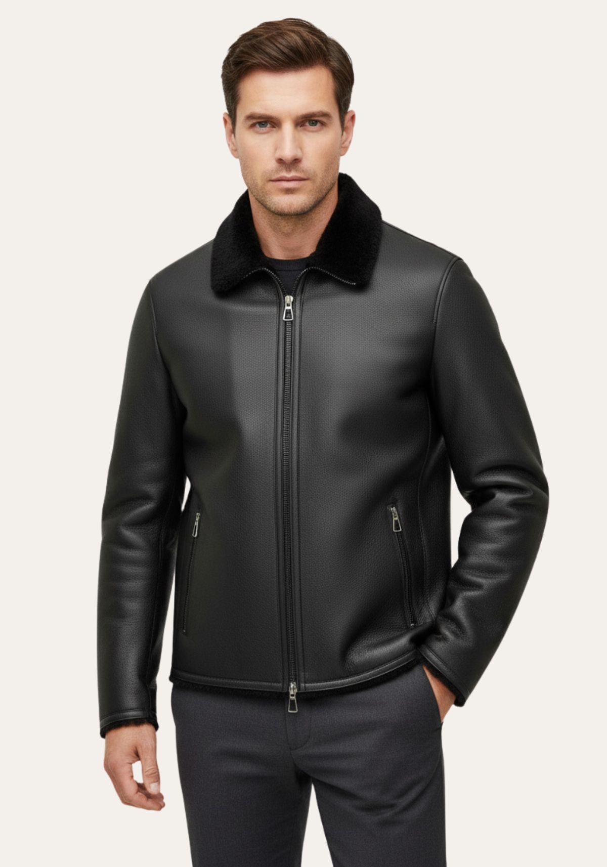 Lammfelljacke Andre Schwarz