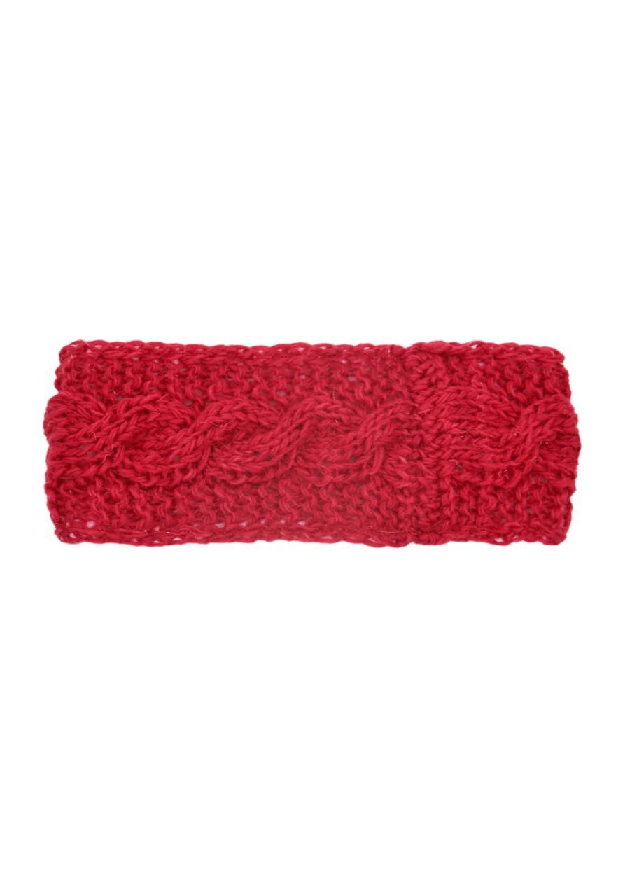 Handgestricktes Stirnband Gerda mit Zopfmuster - Farbe: Burgund