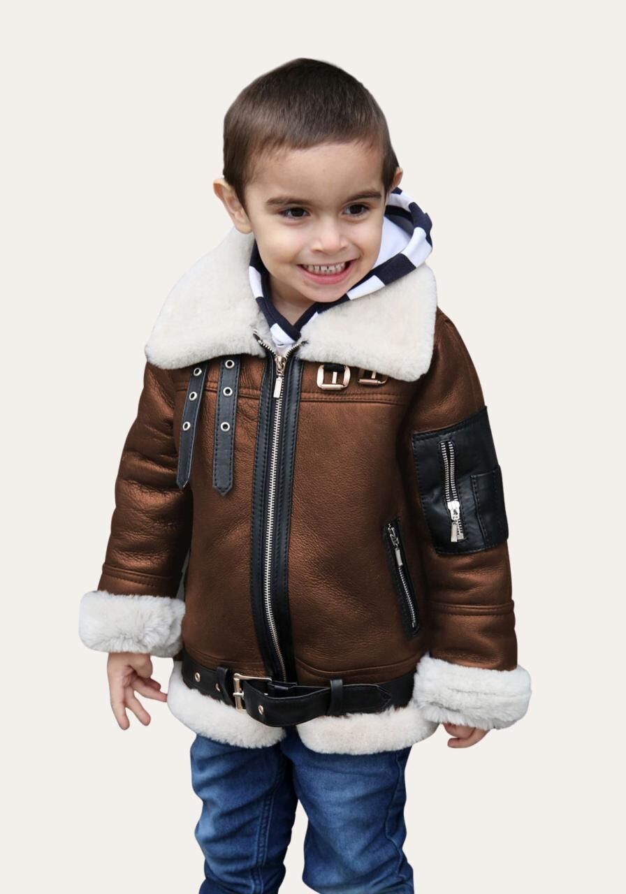Kinder Lammfelljacke Dumbo Cognac - Größe: 122
