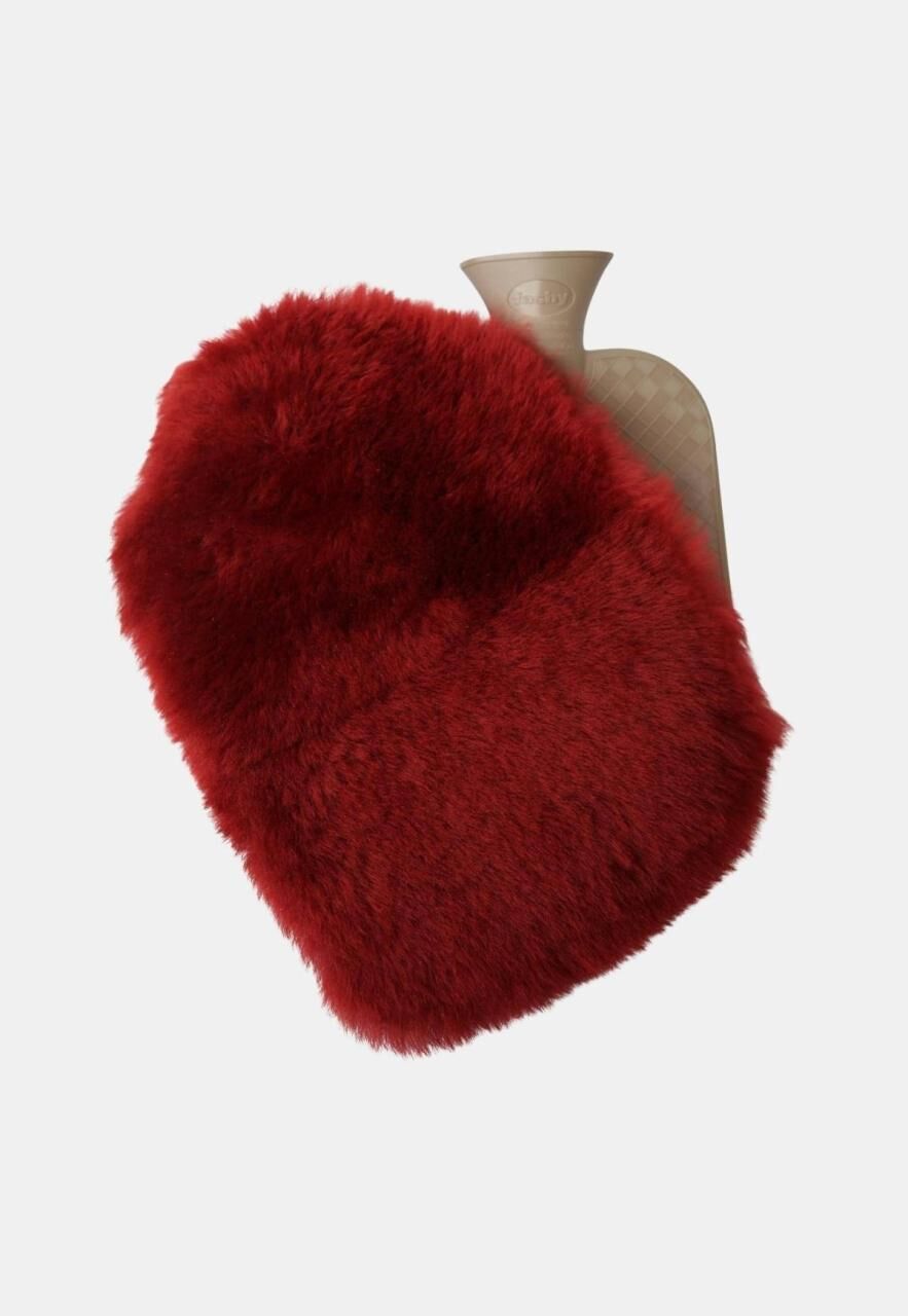Lammfell - WÄRMFLASCHE SET 2,0 L - Farbe: Ferrari rot