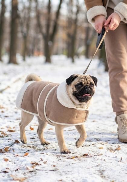 Lammfell Hundemantel mit Klettverschluss Modell 1