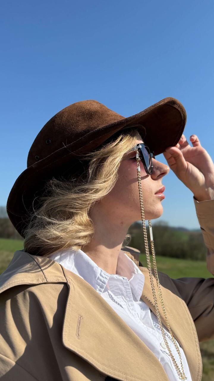 Cowboyhut aus Rindsleder Braun - Kopfumfang in cm: 60