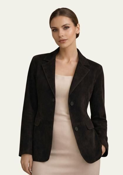 Lederjacke im Sakko-Design Schwarz