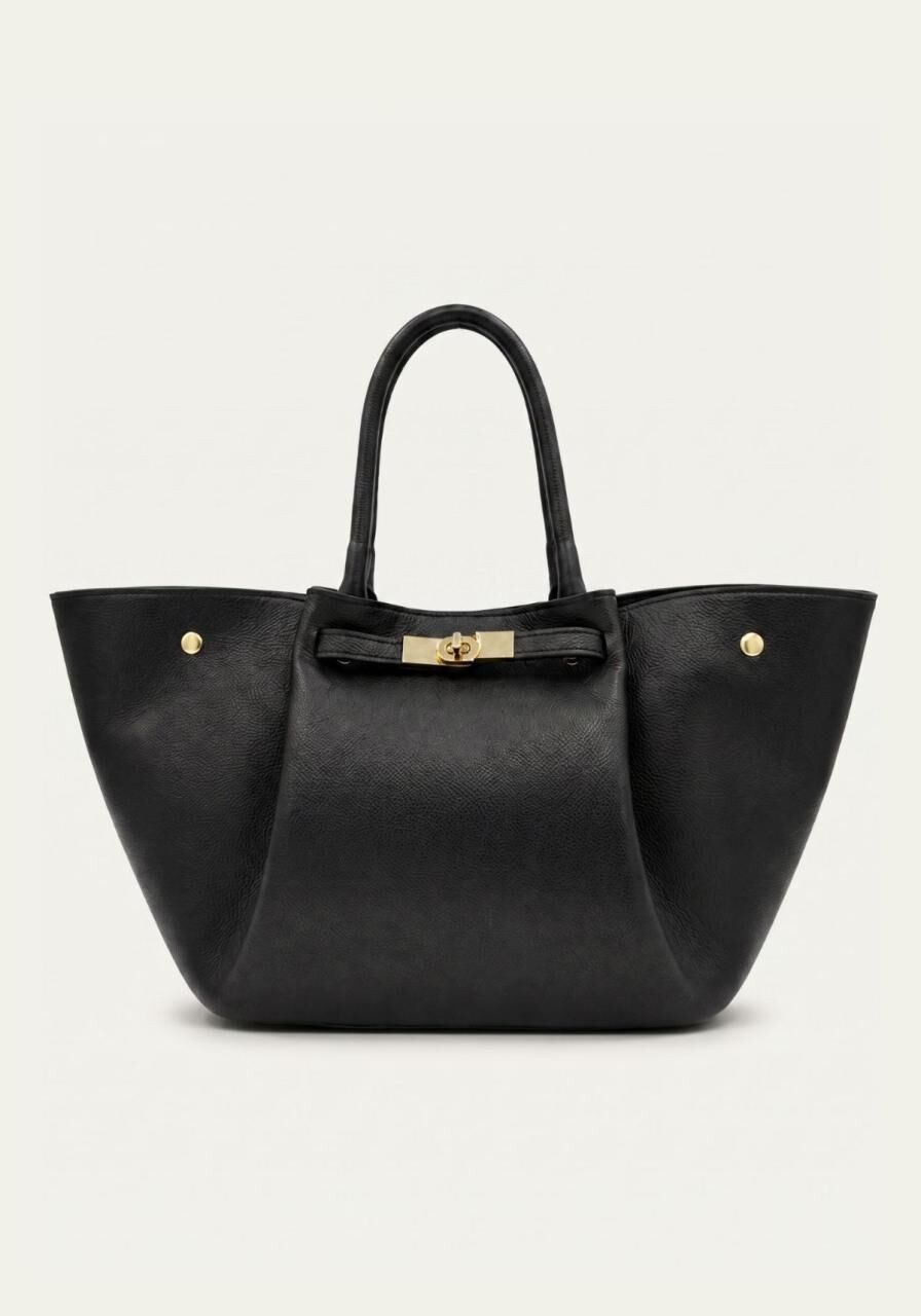 Premium Damenhandtasche aus Echtleder Schwarz -