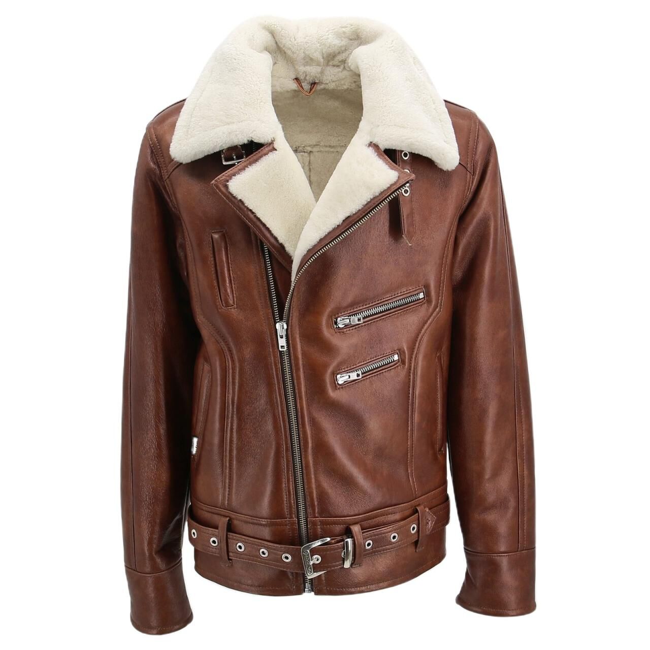 Lammfelljacke - VANDAMM - Größe: L | Farbe: kastanienbraun