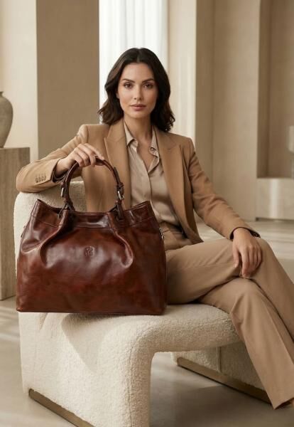 Tragetasche Handtasche aus Leder- Die Ikone Braun