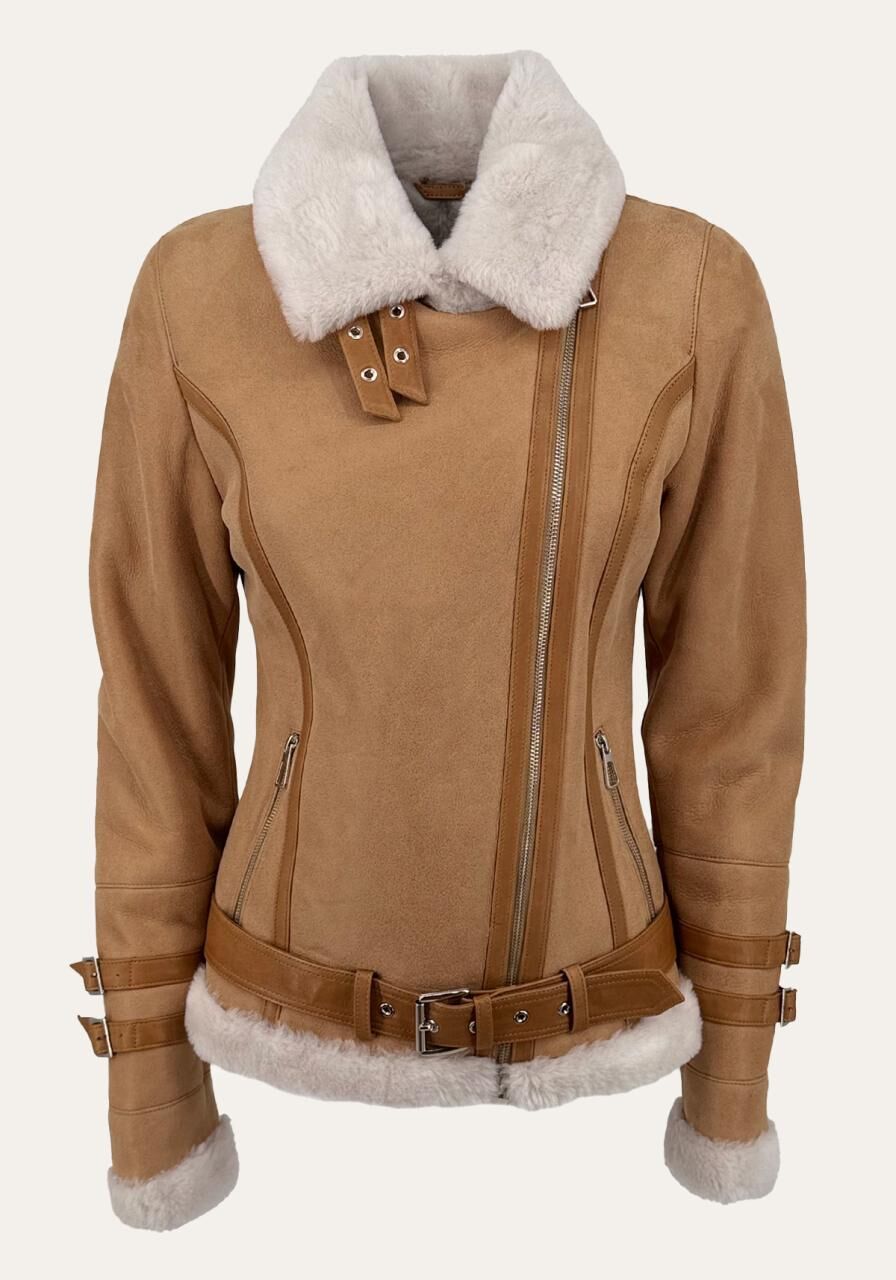 Lammfelljacke Melli Beese Beige - Größe: L