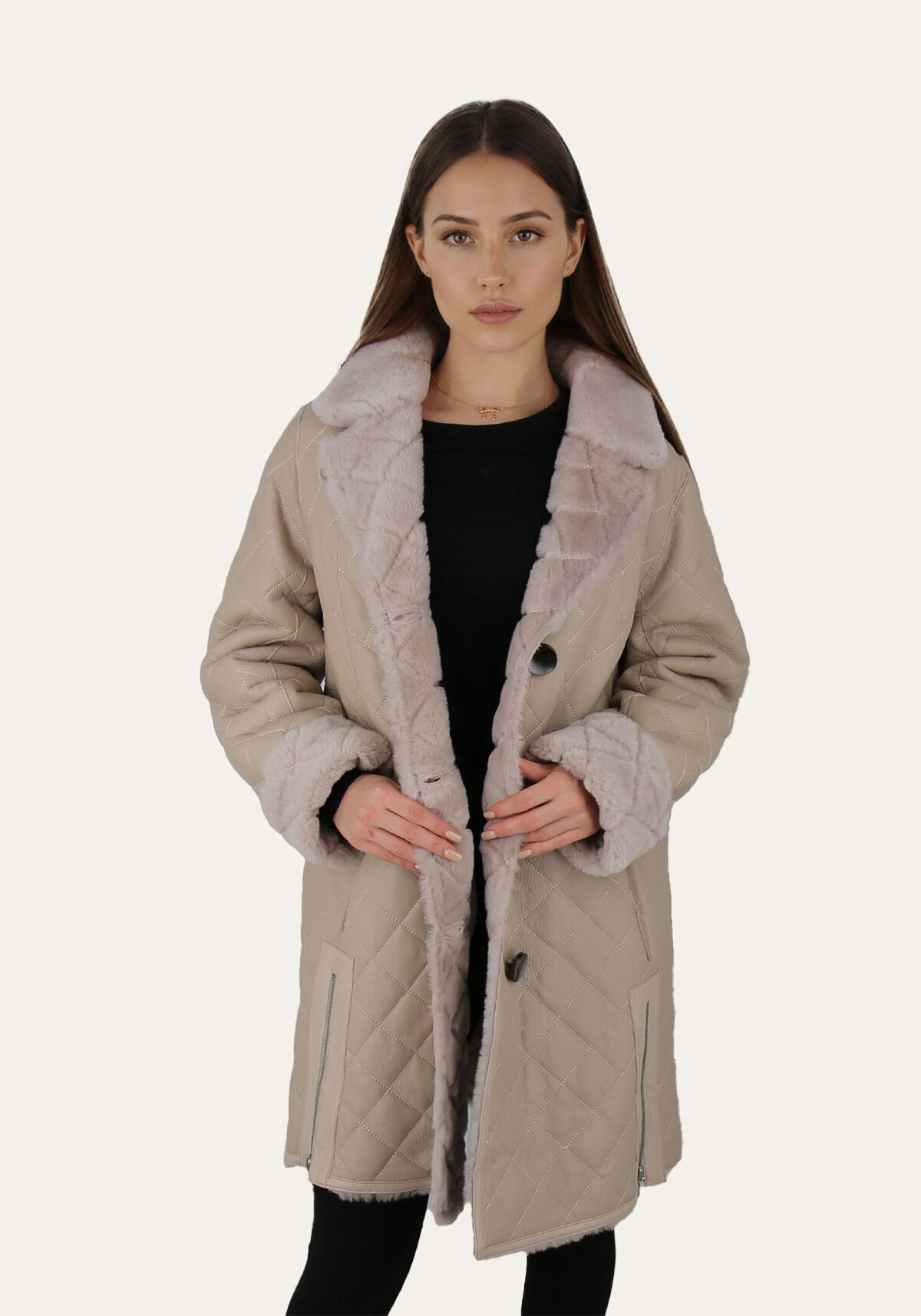 Lammfellmantel Monia Beige