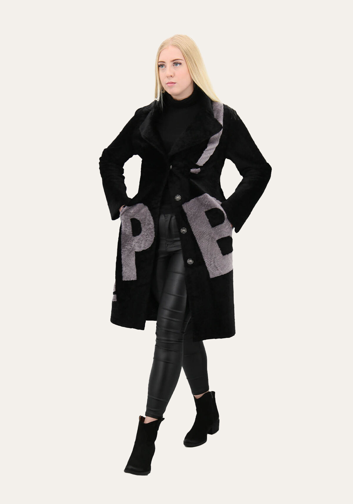 Double-sided Shearling Coat EB-03 Black
