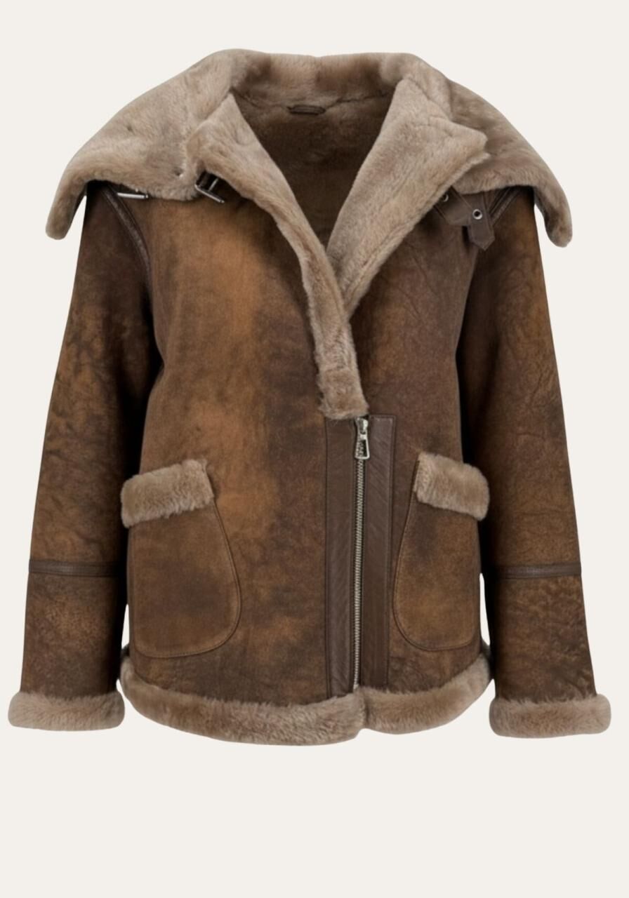 Shearling Jacke – sportliche Lammfelljacke mit urbaner Note - Größe: XXL