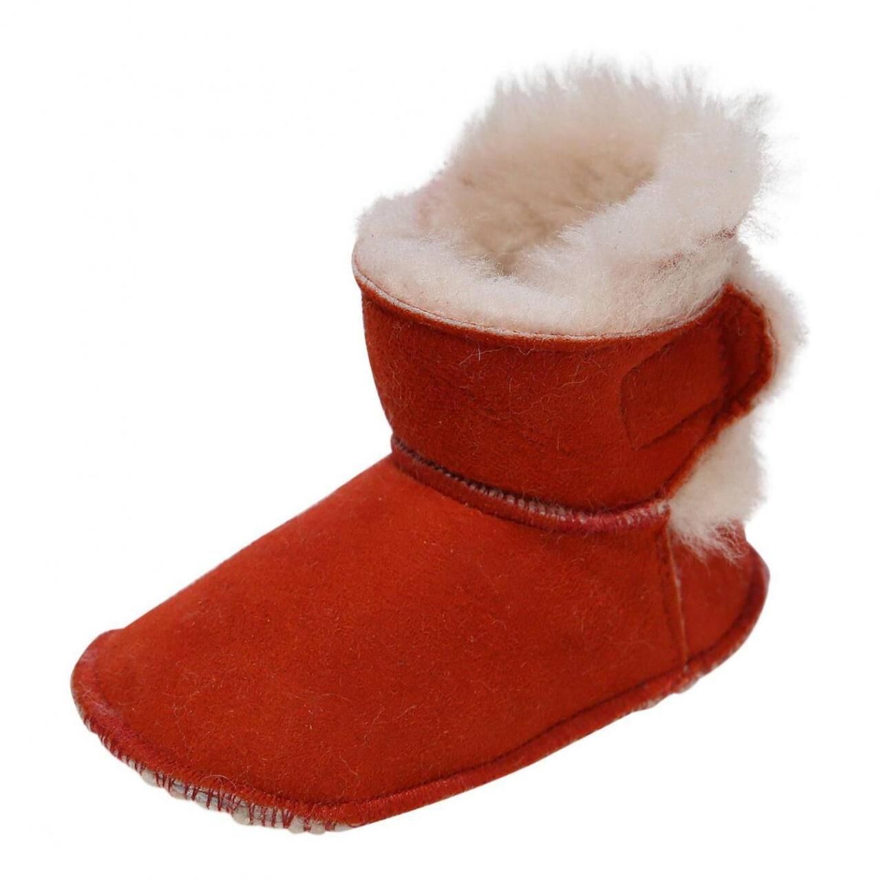 Baby Lammfellschuhe - MIT KLETTVERSCHLUSS - Schuhgröße: EUR 24-25 | Farbe: Rot