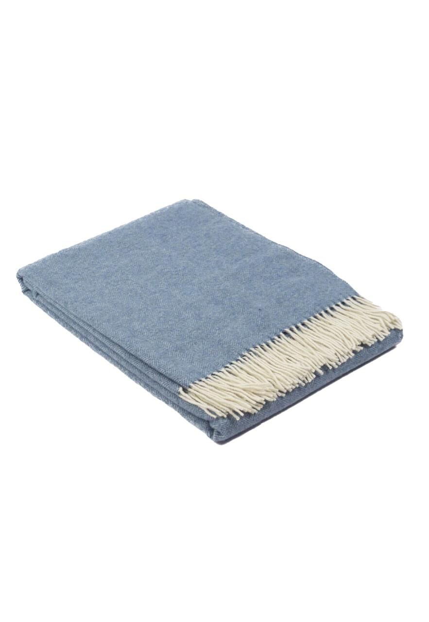 Wolldecke Marie aus feinster Merinowolle 140x200 - Farbe: Hellblau