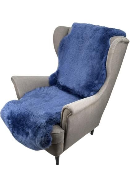 Lammfell Läufer 2 Felle zusammengenäht Blau