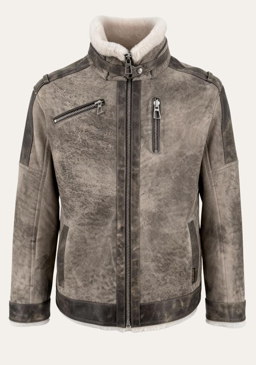 Vintage-Lammfelljacke Henrik – Raffinierter Look mit urba... - Größe: XXL