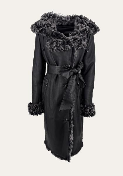 Lammfellmantel Curly Tessa Schwarz