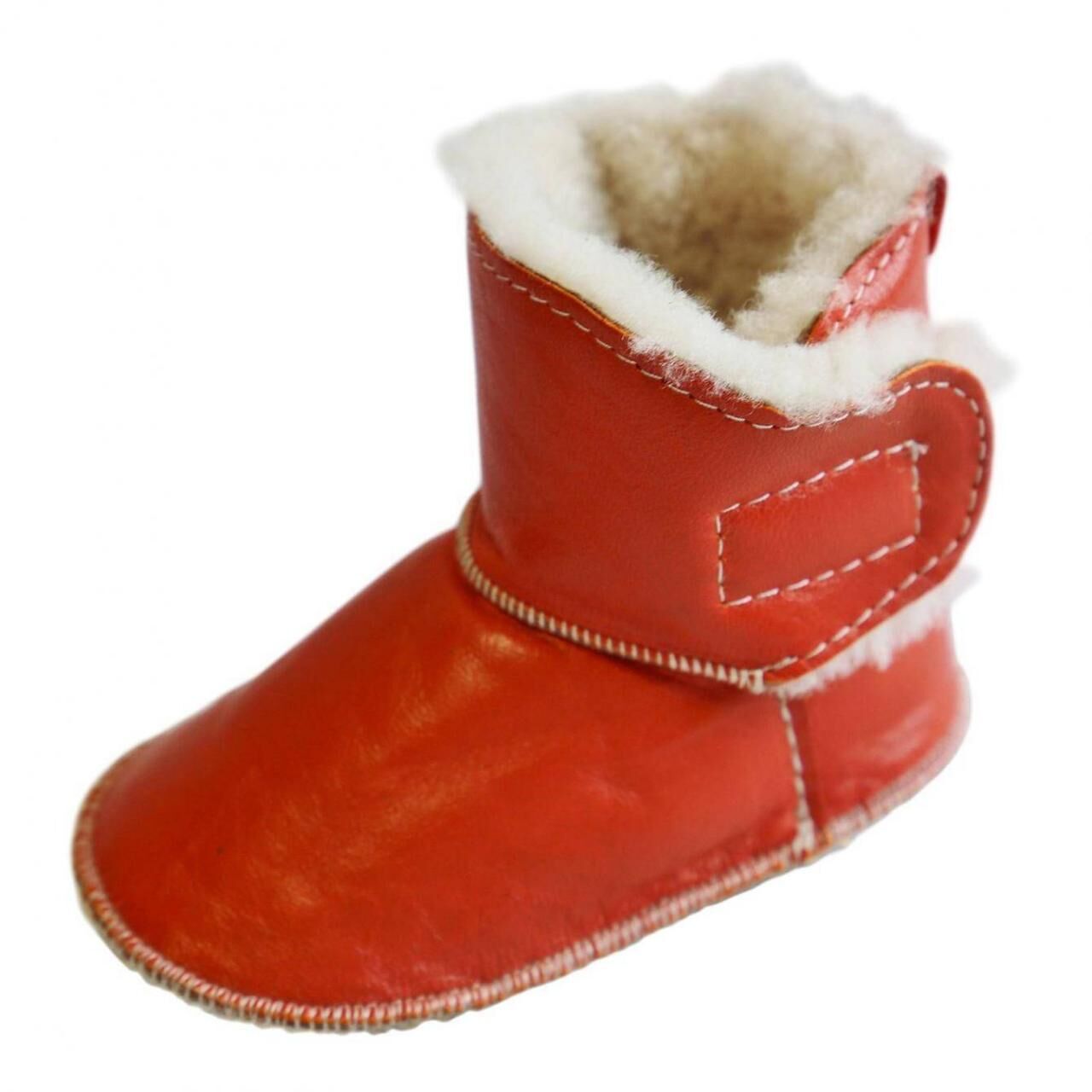 Baby Lammfellschuhe - MIT KLETTVERSCHLUSS - Schuhgröße: EUR 24-25 | Farbe: Orange
