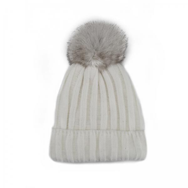 Wool Hat Fairy with Pelt Pompom White