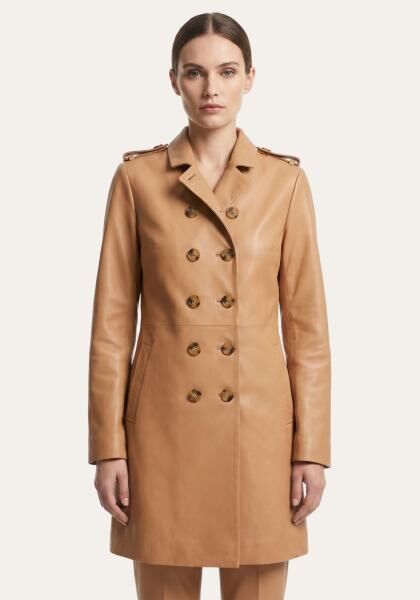 Eleganter Soft-Camel Trenchcoat aus Lammnappa