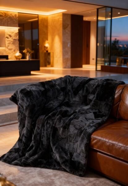 Lammfelldecke Merino 210 x 180 cm Modell 2526 Anthrazit