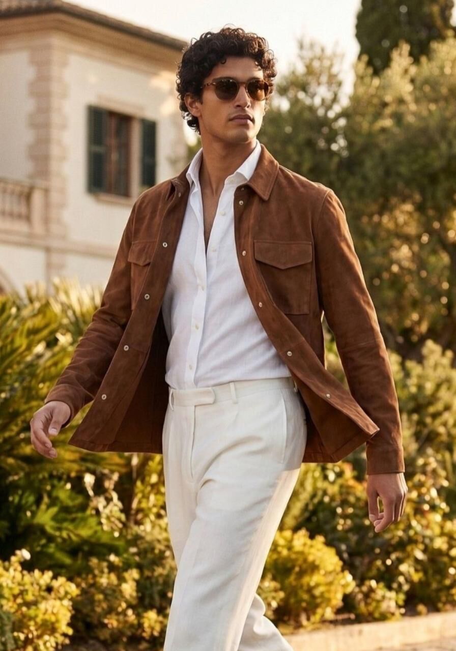 Lederjacke aus Veloursleder - Zeitlos in Cognac - Größe: 3XL
