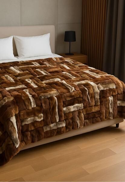 Lammfelldecke Toscana 200 x 190 cm Modell 2511 Minkbraun Natur