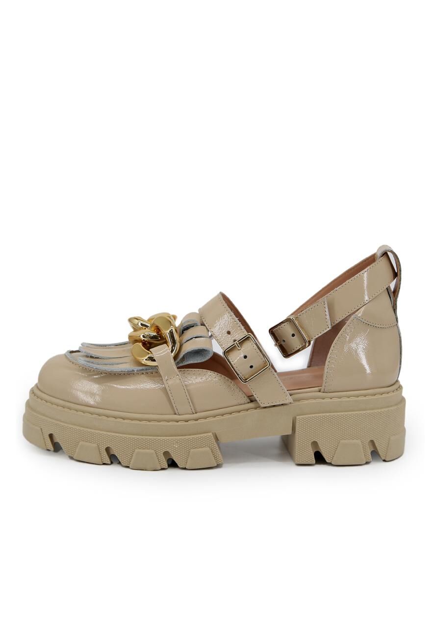 Plateau Sandalen aus Leder Modell 4883 - Schuhgröße: EUR 38 | Farbe: Beige