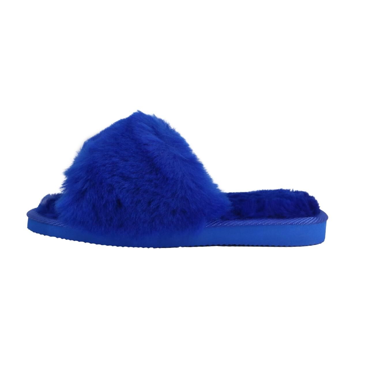 Lammfell - SANDALEN ROYAL BLAU - Schuhgröße: EUR 37