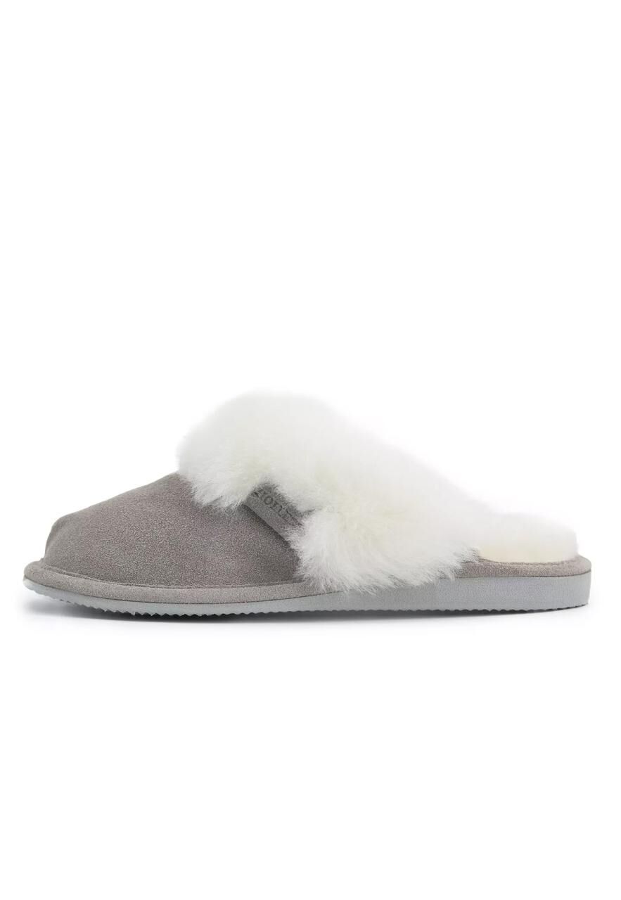 Lammfell Hausschuhe - MALIBU - Schuhgröße: EUR 37 | Farbe: Grau/Weiß