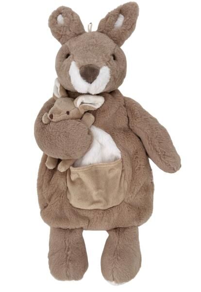 Kuschelfamilie „Känguru Pearl & Baby Pollie“ mit 0,8 L Wärmflasche & Kirschkernfüllung