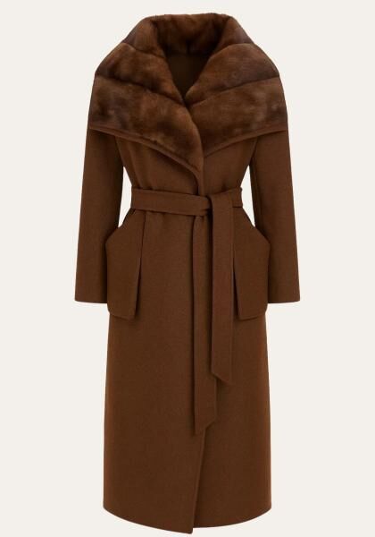 Mantel Giulia – Kaschmir mit abnehmbarem Fellkragen