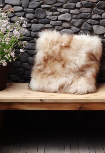 Lammfellkissen Merino Stracciatella ohne Inlett