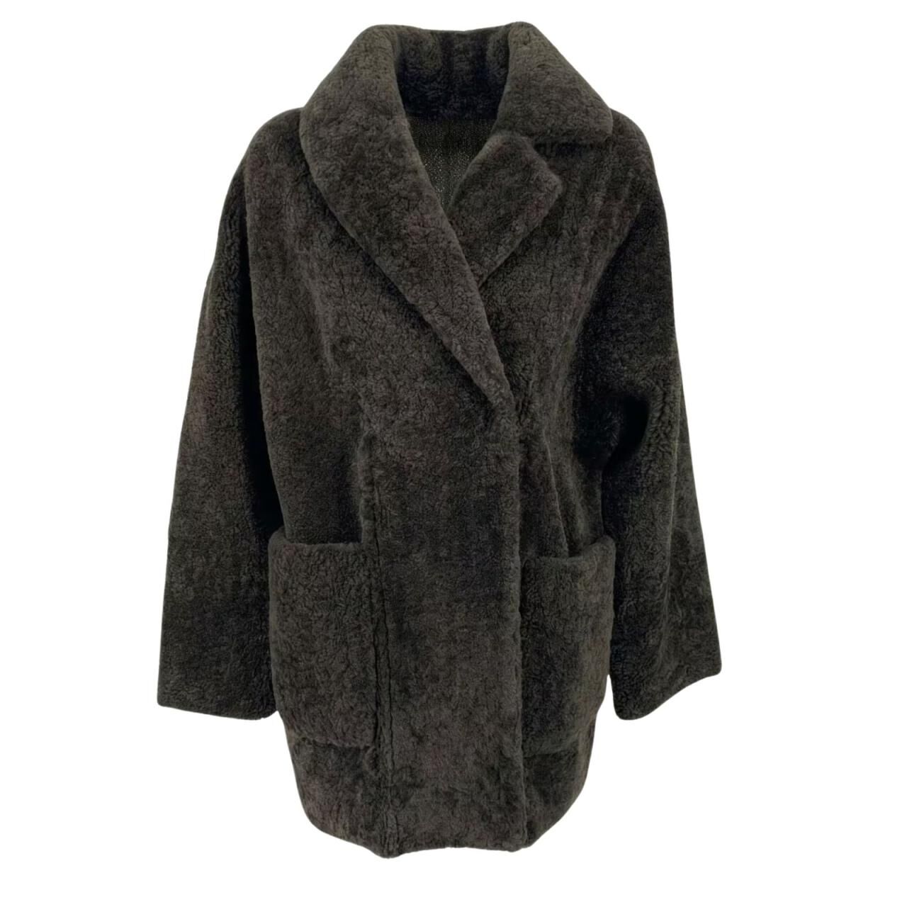 Shearling Lammfelljacke Khaki – Zeitlos & Elegant - Größe: M