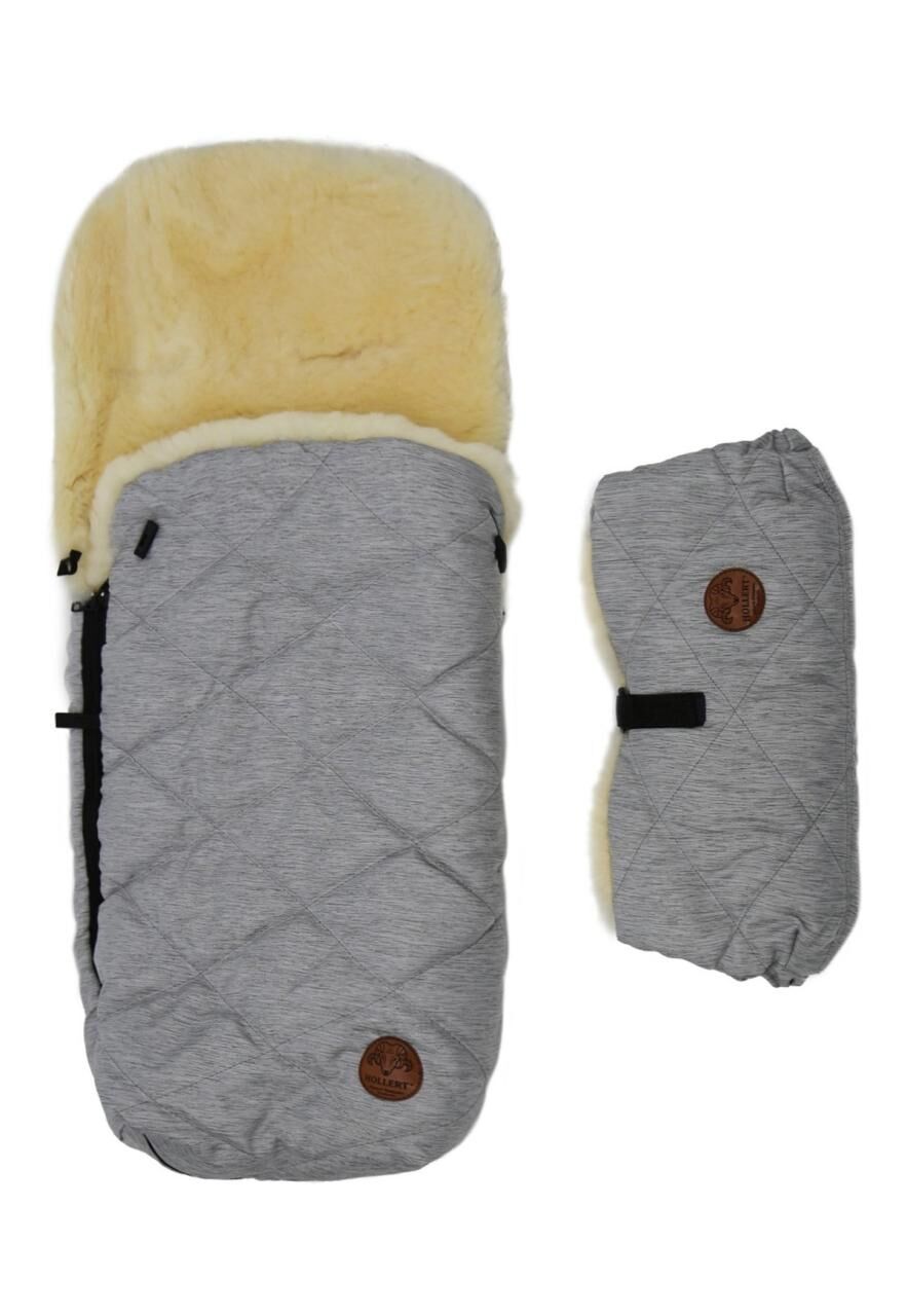 Kinderwagen Fußsack & Handwärmer Set aus Merino Lammfell ... -
